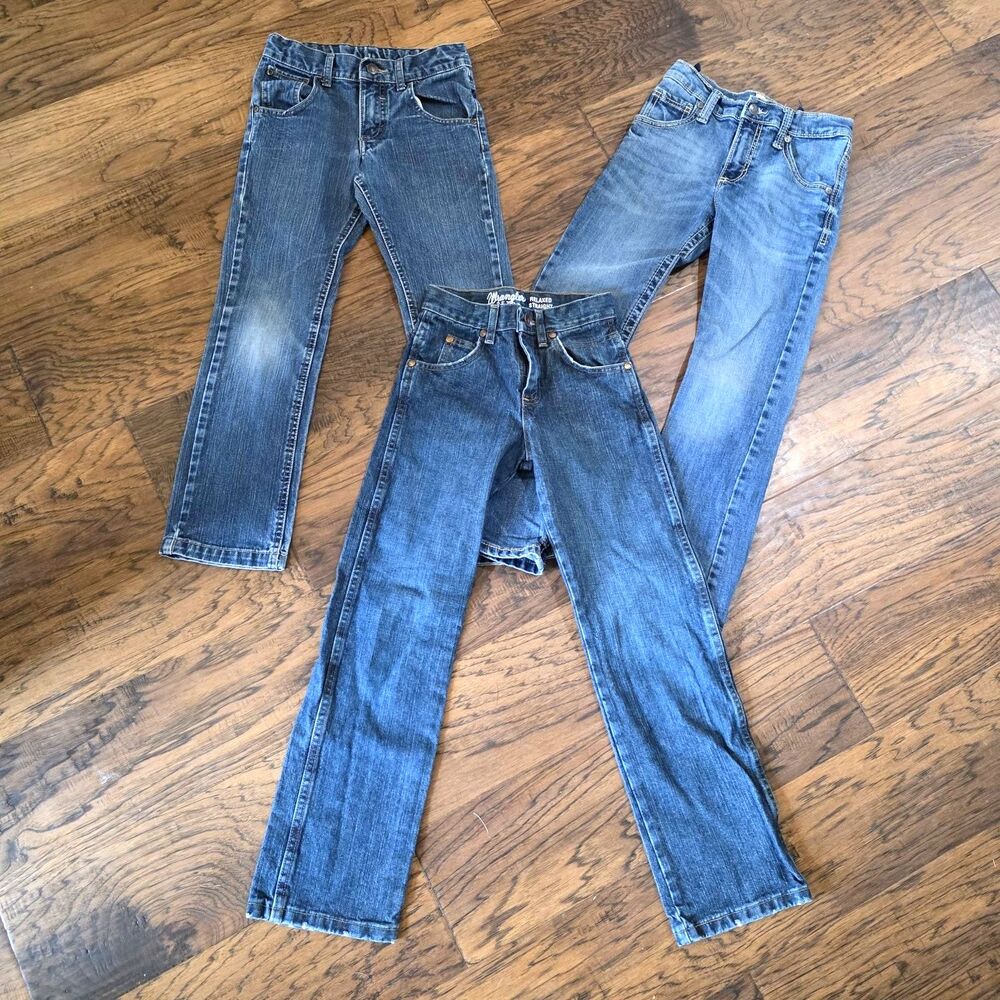 Wrangler Jeans Boys Size 10 Regular/slim Straight Fit Denim - 3 Pair Pants